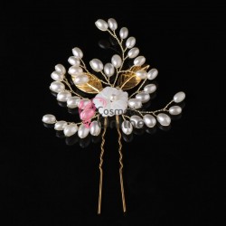 Ac metalic pentru par ACM042 Floare cu Strasuri si perle